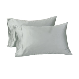 Two light gray pillowcases on a white background