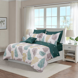 duvet cover with leaf printed cotton 