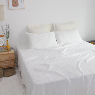 100% French Linen Bed Sheet White
