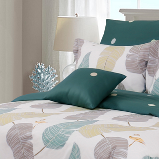 leaf printed cotton duvet cover