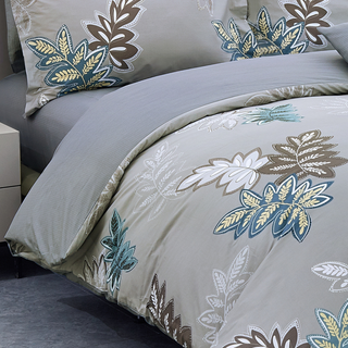 leaf printed cotton duvet cover