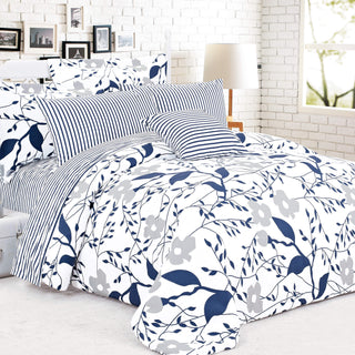 leaf printed cotton duvet cover