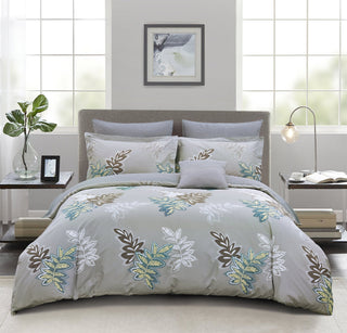 leaf printed 100% cotton duvet cover