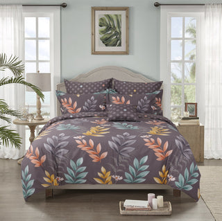 duvet cover with leaf printed cotton | Duvet