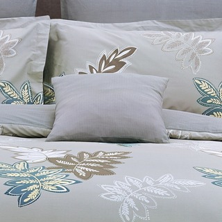 bedding, leaf printed cotton duvet cover