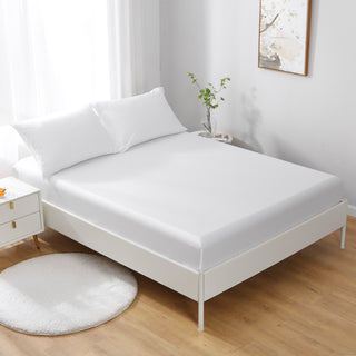 100% Cotton Fitted Sheet White in a bedroom
